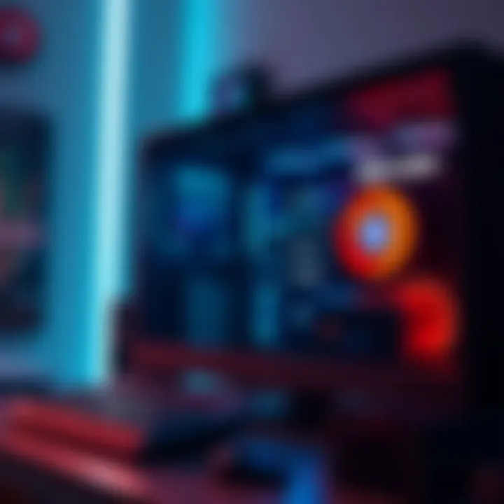 A computer setup showing specifications needed for running Blender, including 16 GB RAM and a Ryzen processor.