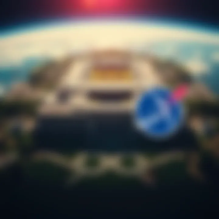 A graphic showing the Pentagon building with a satellite imagery background and the SpaceX logo, symbolizing the conflict over Starlink pricing.