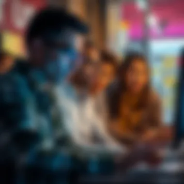 People ignoring their instincts Group of individuals looking at a computer screen with a concerned expression, symbolizing blind trust in AI advice