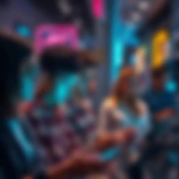 A group of people looking frustrated while interacting with AI bots on their devices