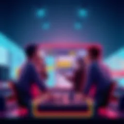 A group of people engaging in fun AI role-play conversations on a colorful website interface