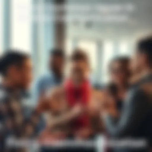 A group of diverse people engaging in a conversation, using gestures and expressions to enhance understanding.