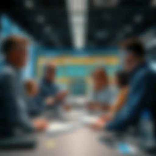 Group of people discussing Claude and ChatGPT with charts and devices in front of them