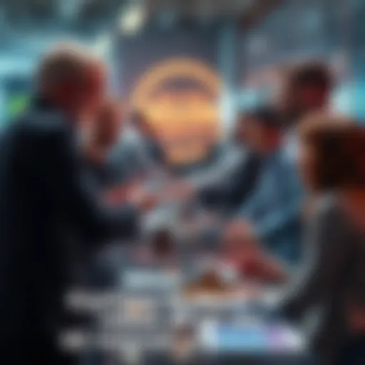 A group of people sharing ideas about AE technology in a casual setting