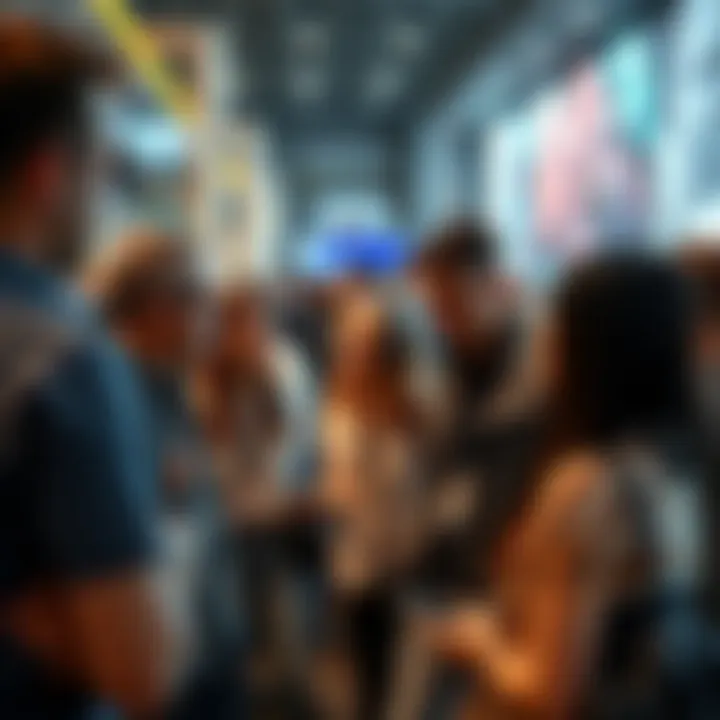 Group of people engaging in conversation about artificial intelligence and its effects on jobs and the future at a public space