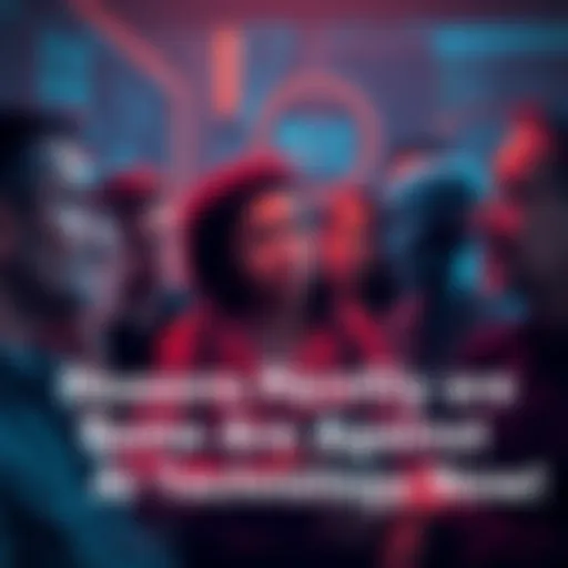 Group of people sharing thoughts about AI technology and its implications, showing expressions of worry and contemplation