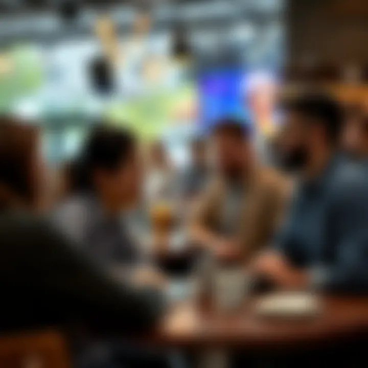 A group of people expressing frustration about AI taking over jobs and creativity during a conversation in a coffee shop