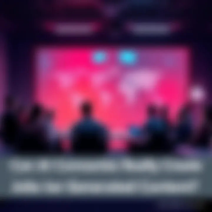 A group of people in a meeting room discussing the impact of AI-generated content on jobs and opportunities