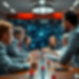 A group of people and politicians in a meeting, discussing the future of AI technology and regulation