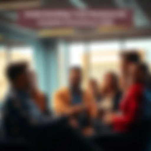 A group of diverse people engaged in a serious discussion about autonomy and technology in a modern setting.