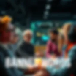 A group of diverse people engaged in a conversation about banned words in a casual setting, sharing ideas and opinions