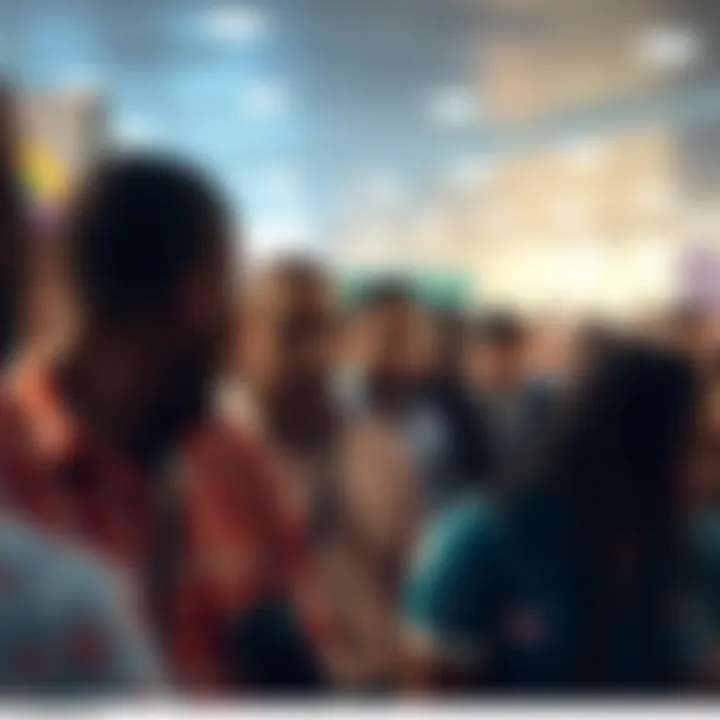 A group of diverse people engaging in a heated discussion about the term 'clanker' in a public setting.