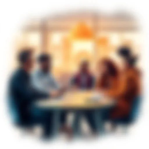 A group of diverse people gathered around a table sharing their thoughts on current events and situations.