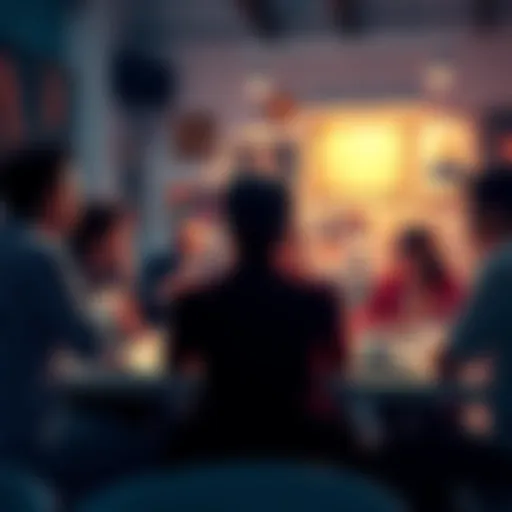 A group of people at a table engaging in a lively discussion about copyright and art theft