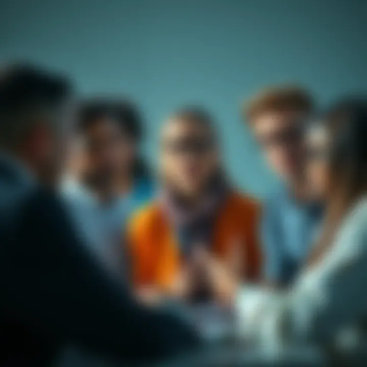 A group of diverse people engaged in a serious discussion about ignorance in society.