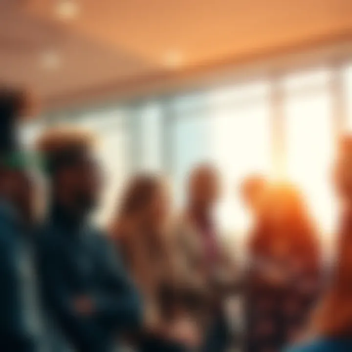 A group of diverse people engaged in conversation, expressing their interests and motivations.