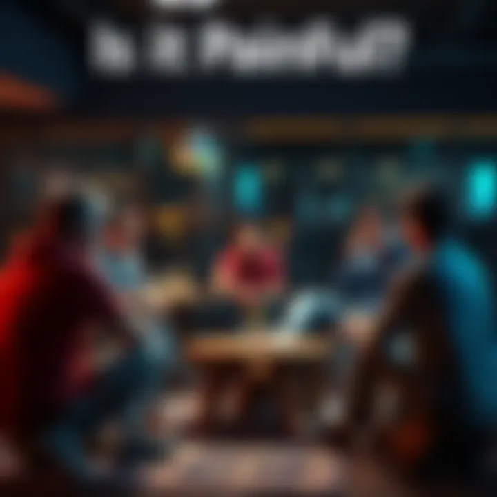 A group of people sitting in a circle sharing their thoughts and experiences about pain and suffering in a casual setting