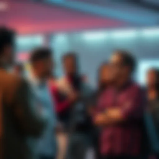 A group of people chatting and looking puzzled about an unusual trend that seems to be positive