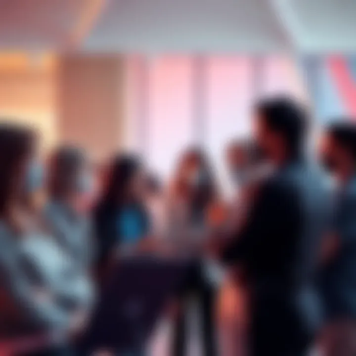 A group of people engaged in a conversation about truth, showcasing diverse opinions and perspectives in a modern setting.