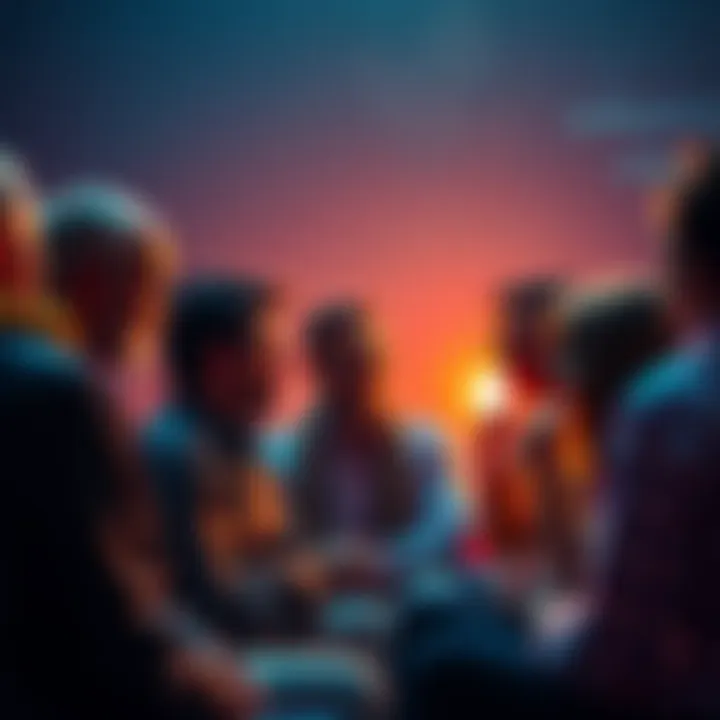 A group of people engaged in a conversation, sharing ideas about belief and truth.