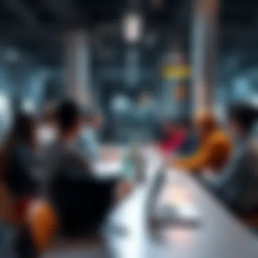 A group of people gathered around a table discussing work schedules and bot management