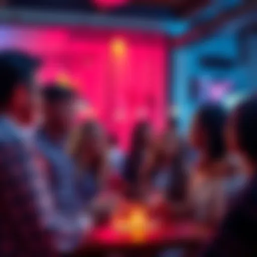 A group of people having a lively conversation at a social gathering, showcasing active listening and interaction.