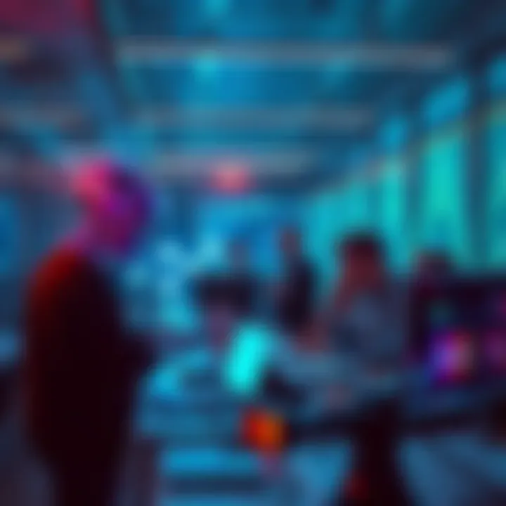 A group of people discussing the impact of AI on data management in a modern workspace
