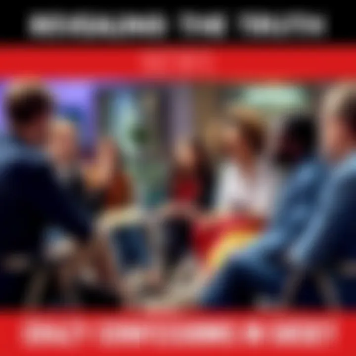 A group of people sitting in a circle, sharing their unusual thoughts and experiences, with open expressions of honesty and vulnerability.