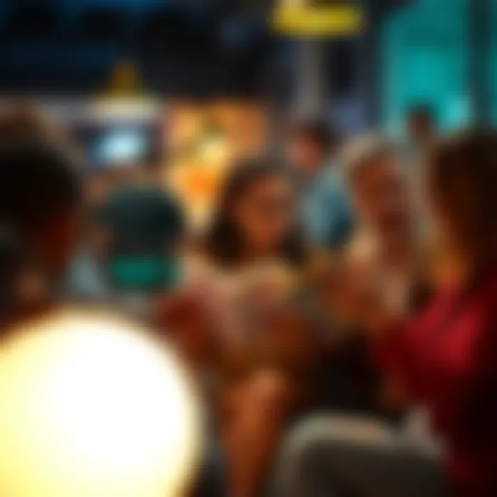 A diverse group of people discussing impactful true stories in a casual setting
