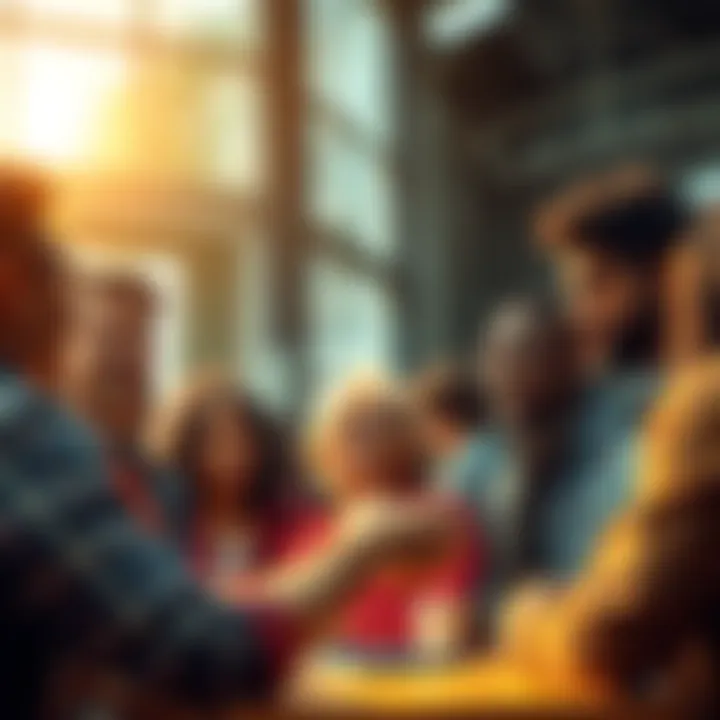 A diverse group of people engaged in a lively discussion, sharing their opinions on various topics.