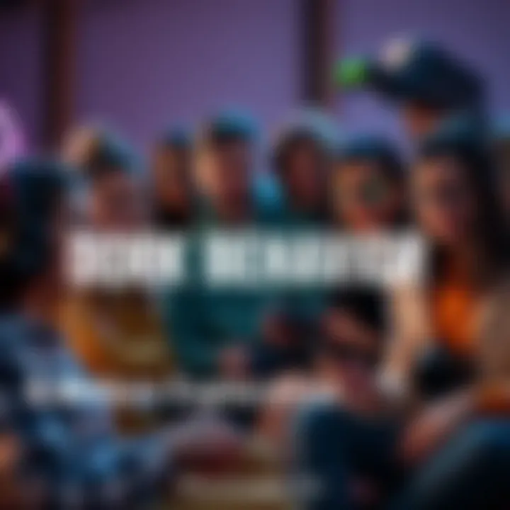 A diverse group of people engaging in hobbies like gaming, comic reading, and crafting, reflecting their dork behavior in a lively setting.