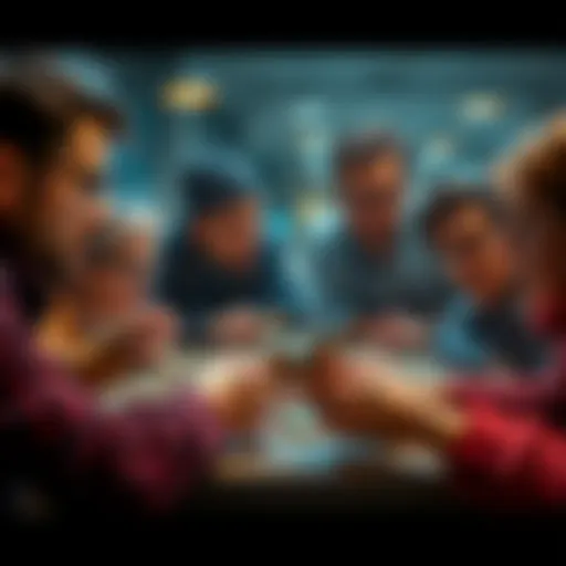 A group of people working together to solve challenging puzzles without any clear strategy, showing expressions of concentration and confusion