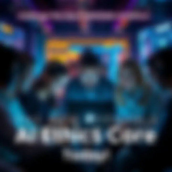 People testing AI ethics core Group of people engaging with AI ethics core on laptops and tablets, sharing feedback