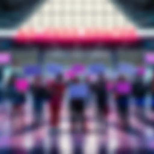 A group of people holding signs that promote ad-free digital experiences, standing together in a public space.