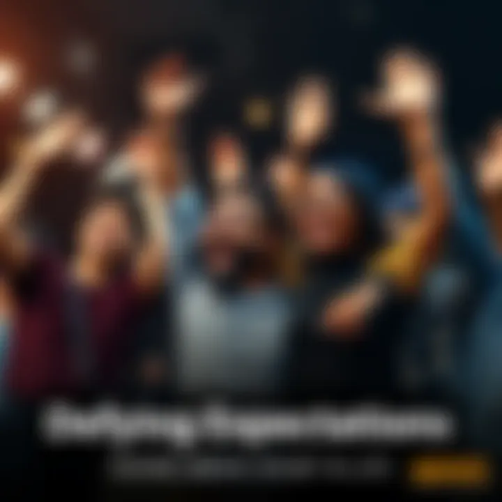 A group of diverse individuals joyfully celebrating their accomplishments, showing unity and triumph over doubt.