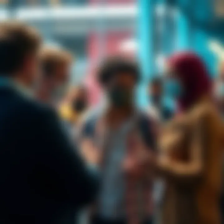 A diverse group of people engaged in a serious discussion, representing different viewpoints.
