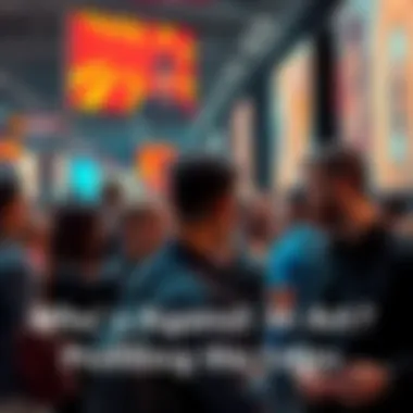 People discussing AI art A diverse group of people expressing differing opinions about AI-generated art in a public space.