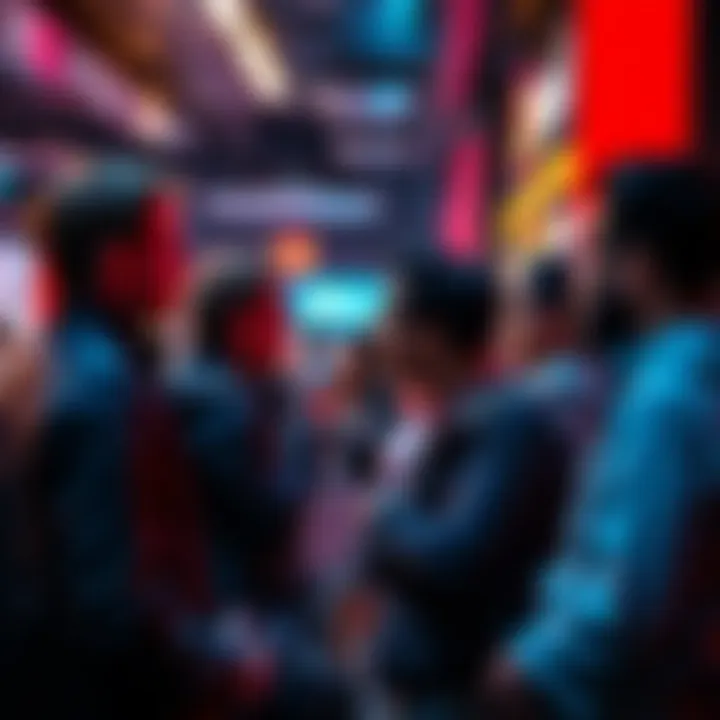 A group of people engaging in a heated discussion about anti-AI views in a public forum setting.