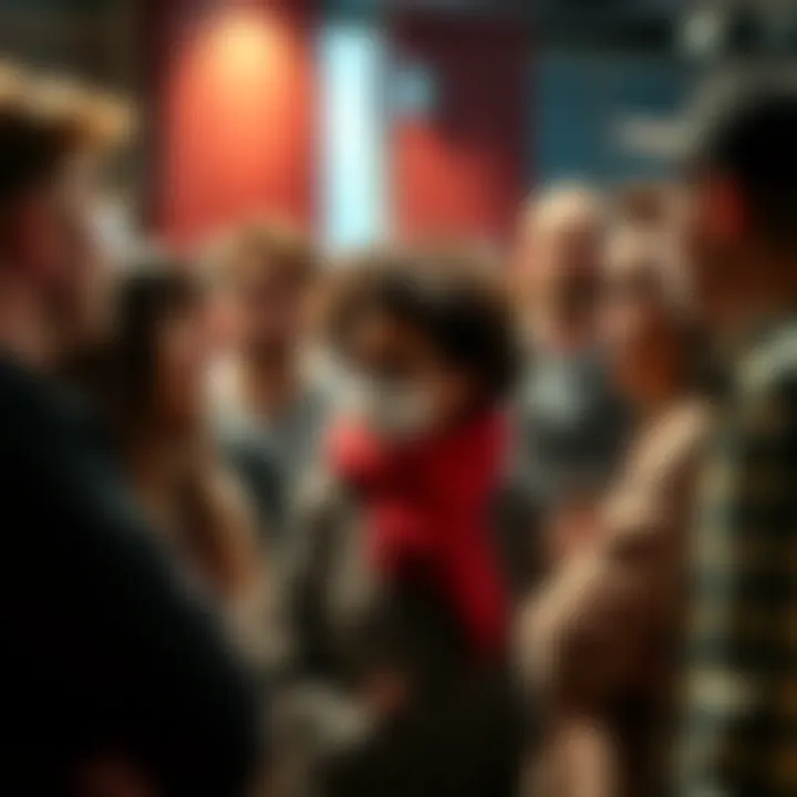 A group of people engaged in a conversation about the antis movement, showing diverse opinions and reactions.
