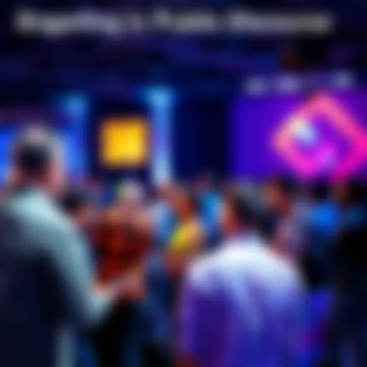 A group of people engaged in a lively discussion at a public forum