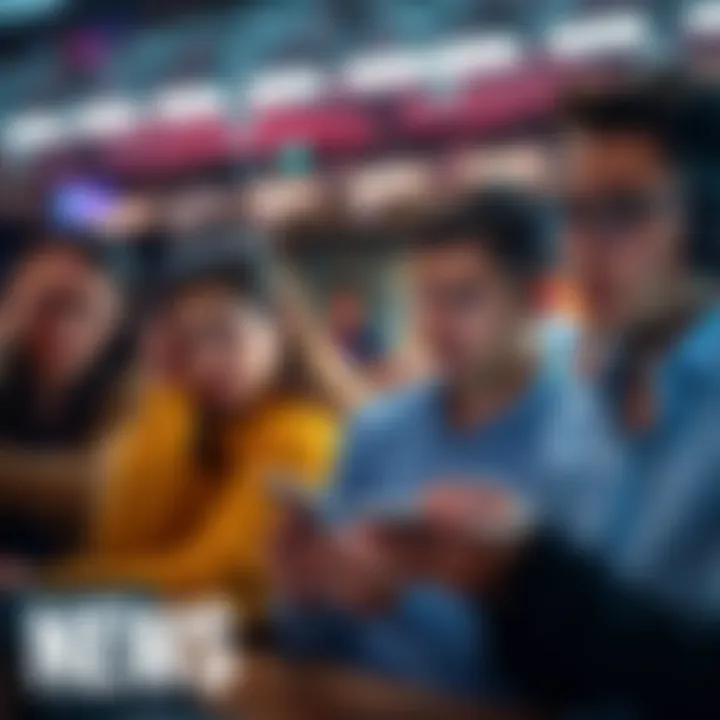 A group of people looking confused while using their devices due to search problems