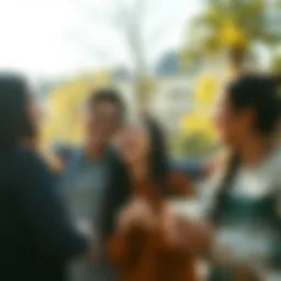 People laughing together A group of friends sharing a spontaneous laugh in a park, enjoying a light-hearted moment.