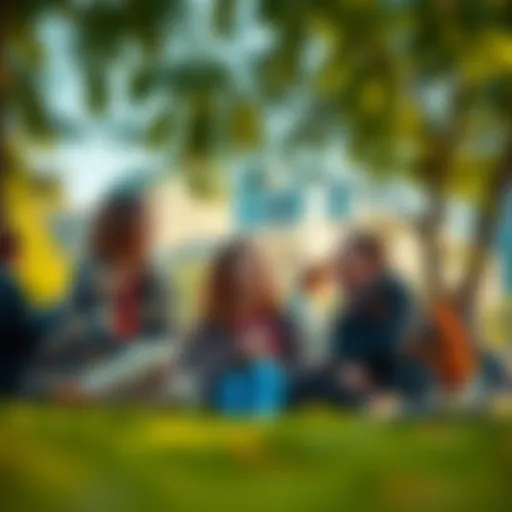 A group of friends enjoying a face-to-face meeting in a park, laughing and sharing moments together.