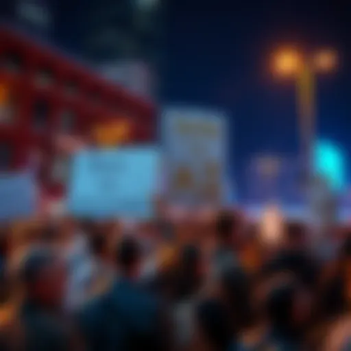 Group of people holding signs calling for a ban on AI technology at a public demonstration