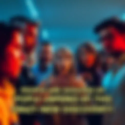 A group of people looking surprised and discussing a new find together