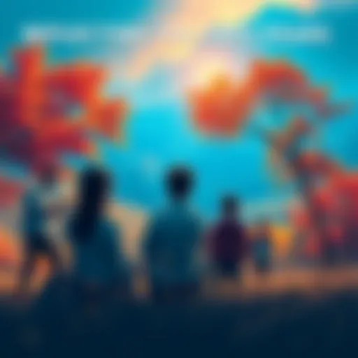 A group of people discussing and sharing their experiences over the past two years, with a backdrop of changing seasons representing transformation.