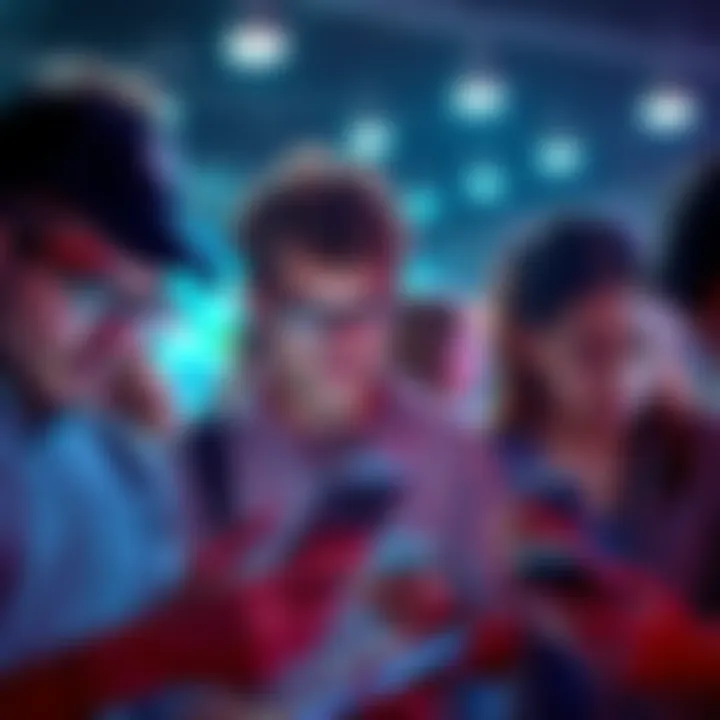 A group of people frustrated while scrolling through their smartphones, showing signs of repetition in the content they see.