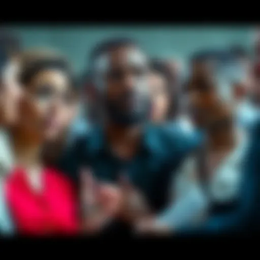 A diverse group of individuals engaged in a serious discussion, expressing their true thoughts and feelings. Some show concern while others appear determined, highlighting the impact of honesty in public conversations.