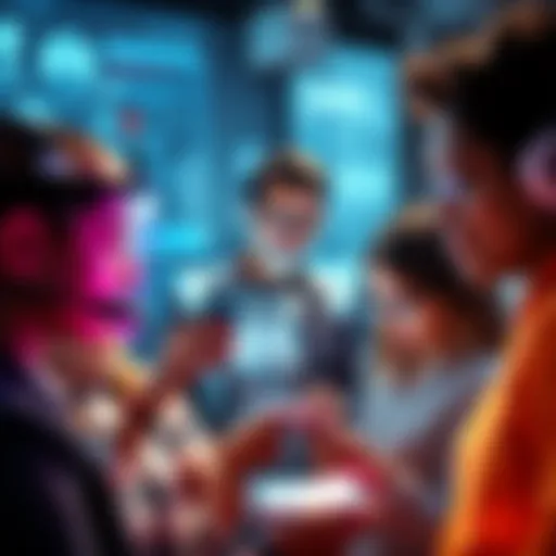 A diverse group of people interacting with AI chatbots on their devices instead of using Google.