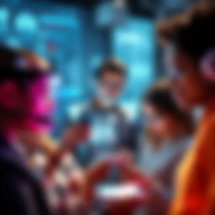 A diverse group of people interacting with AI chatbots on their devices instead of using Google.